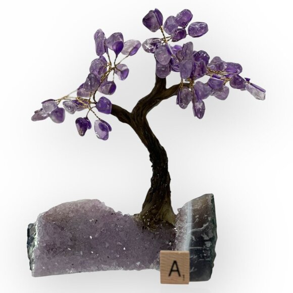 Amethyst Gemstone Bonsai Tree Large Rough Base 7" Height  Decorative Crystal - Picture 8 of 15